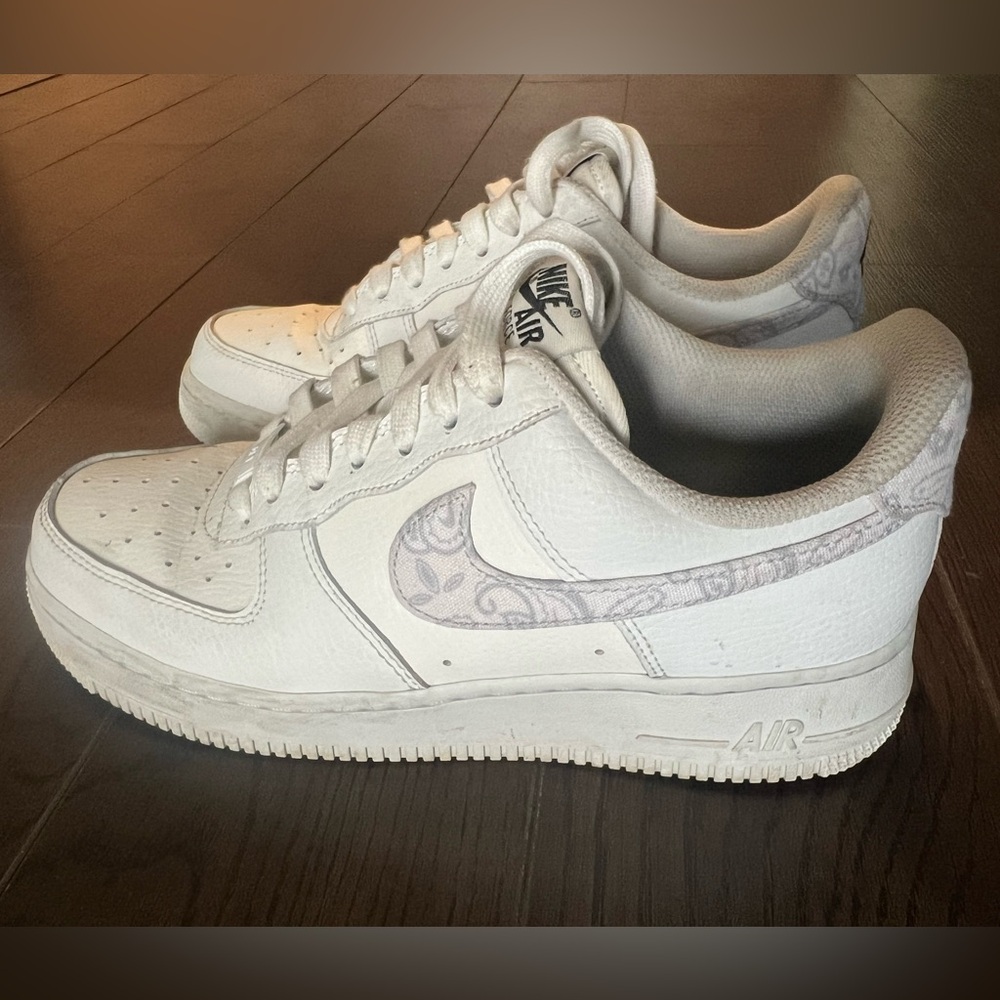 Nike Air Force 1 White with Patterned Swoosh